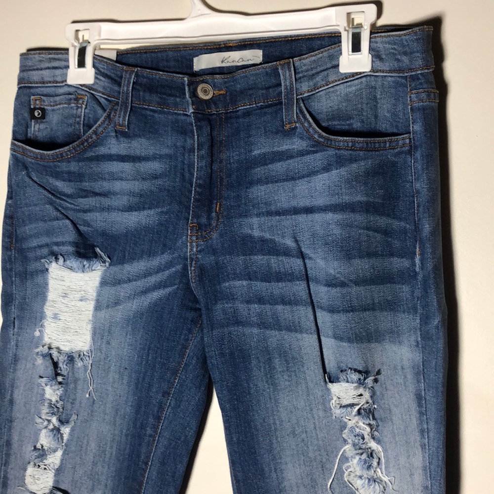 KanCan Buckle Distressed Stretch Ankle Jeans: 29